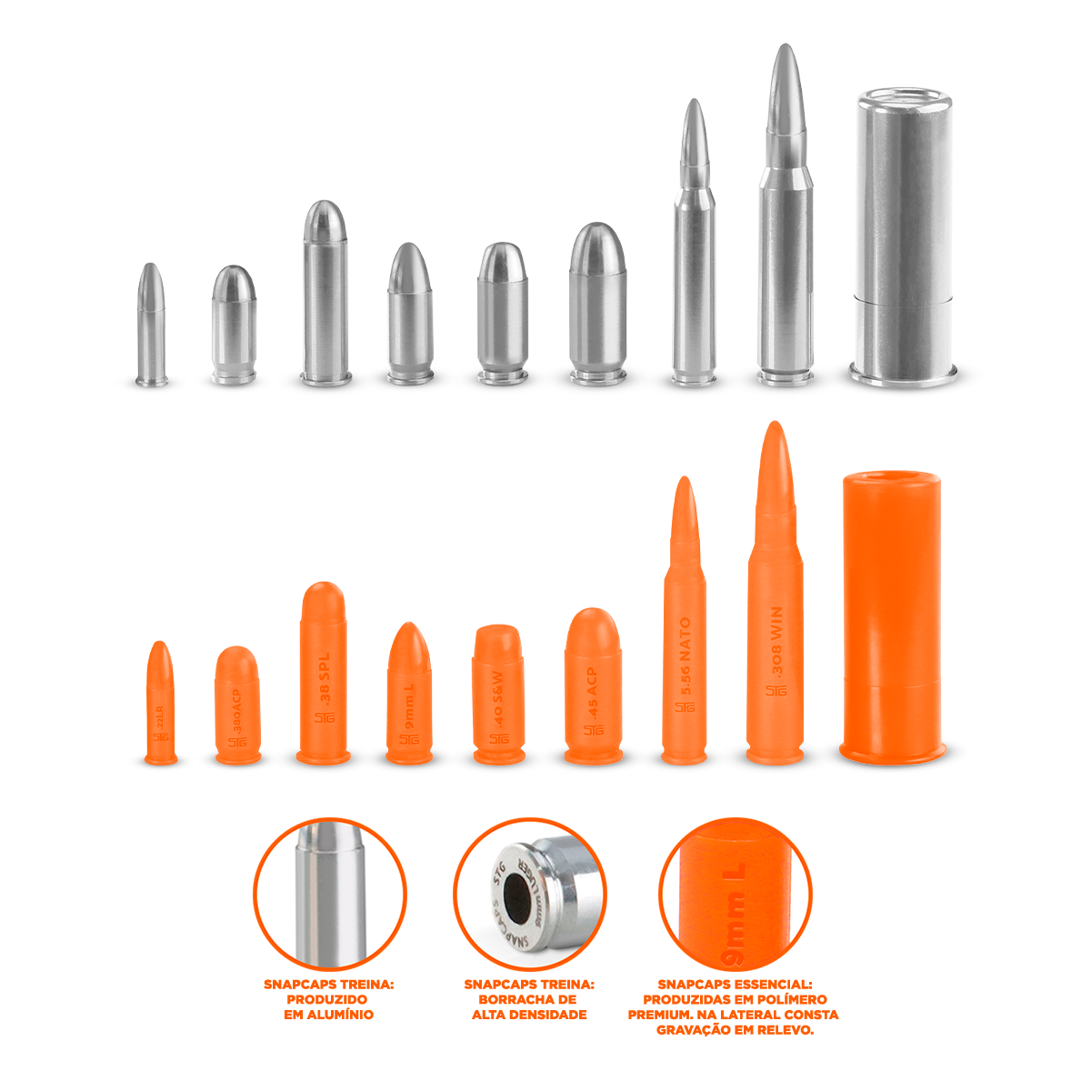 Snap Caps STG - Dummy Rounds, Cartuchos Treino, Dispositivos Treino Seco
